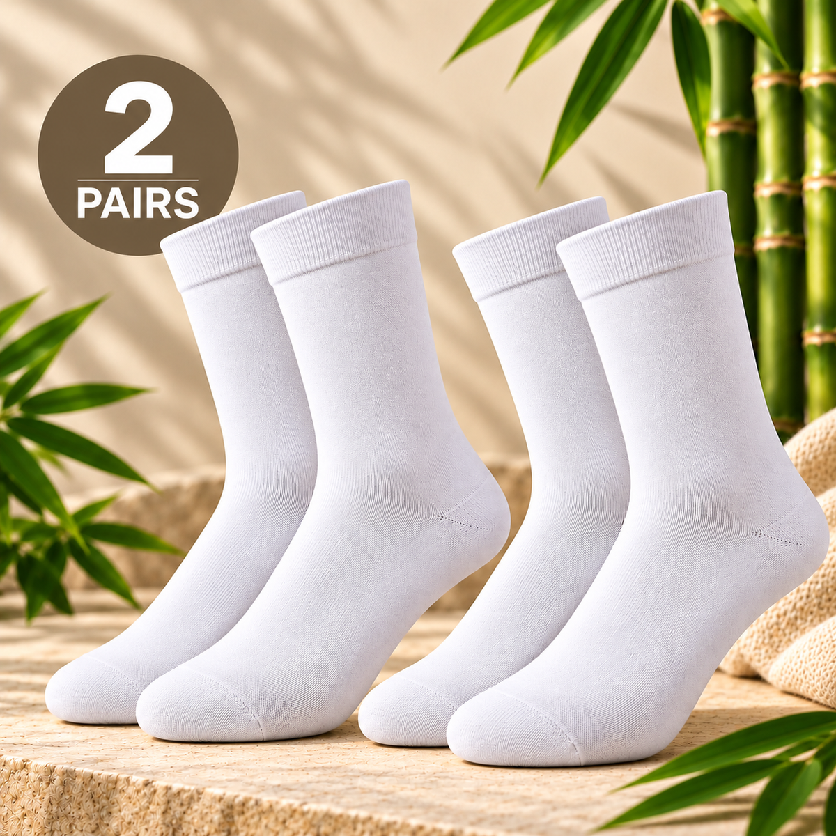 Kelvo Bamboo Socks 2-Pack — White